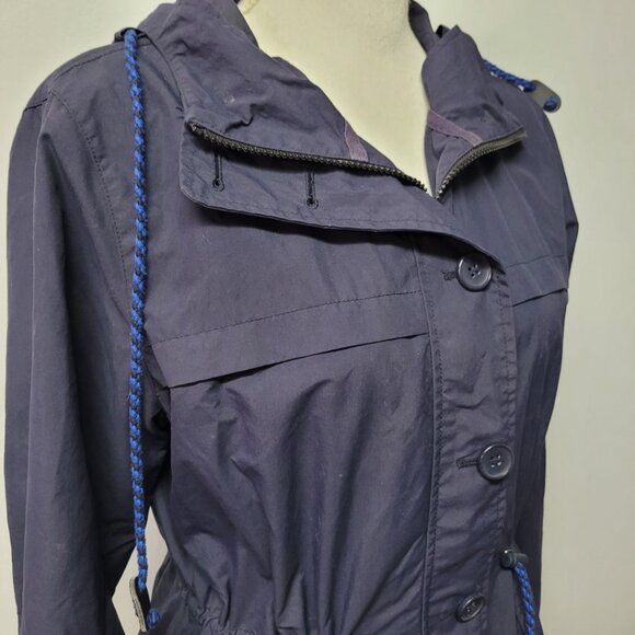 J Crew Nylon Jacket Windbreaker Blue Hooded Womens Small Spring Fall Layers - Picture 11 of 12